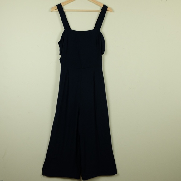 Bershka Pants - Bershka Navy Cut Out Wide Leg Jumpsuit